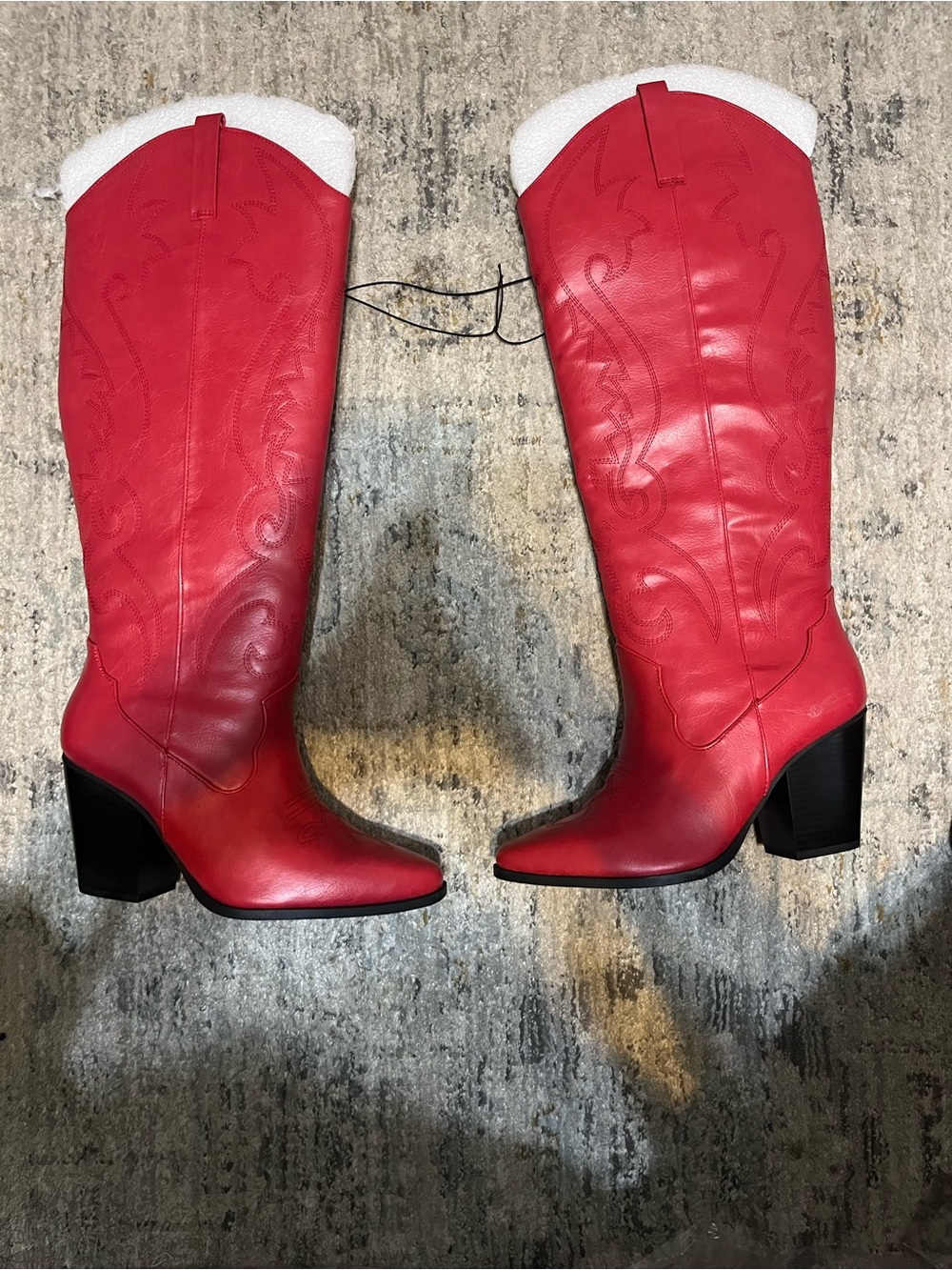 Fashion Nova Red Western Over-the-Knee Block Heel Boots